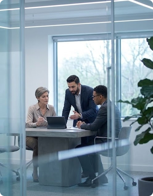 Salvum advisors reviewing a client's wealth plan